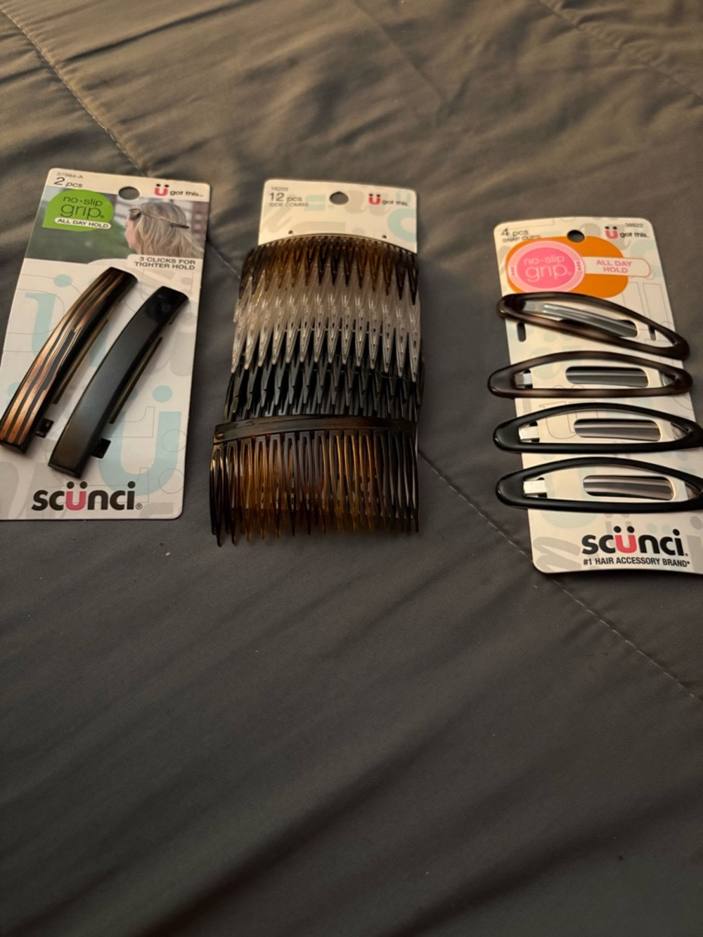 Scunci Brown & Black Hair Clip and Comb Assortment
